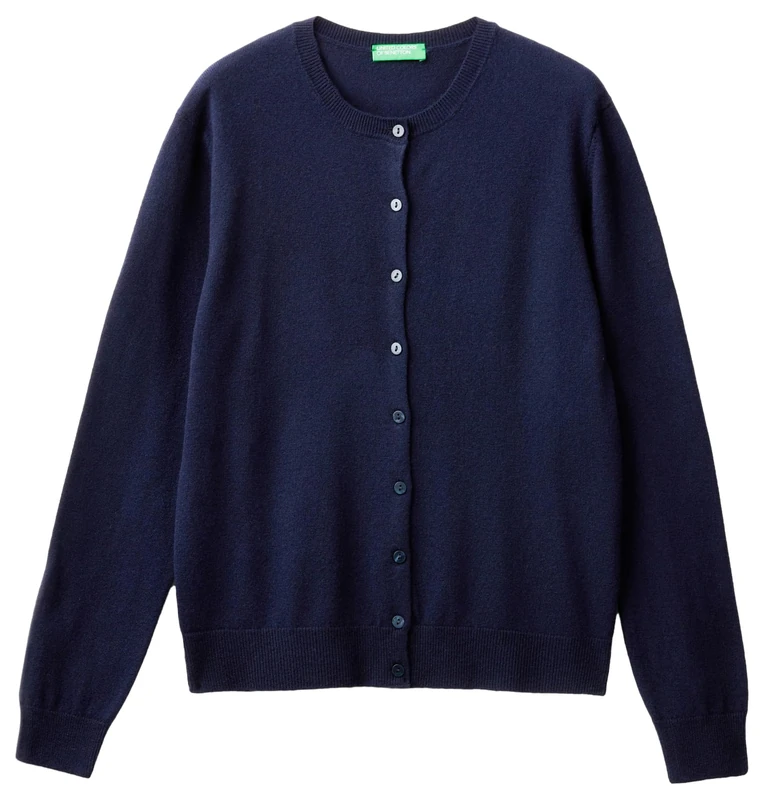 United Colors of Benetton Women's Korean Jersey M/L 1002d5485 Cardigan Sweater, Dark Blue 016, M