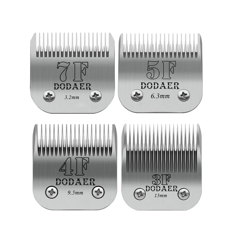 DODAER Size 7F/5F/4F/3F Detachable Pet Dog Grooming Blades of Stainless Steel,Compatible with Andis,Oster A5,Wahl KM10 Series,4 Count - Image 1