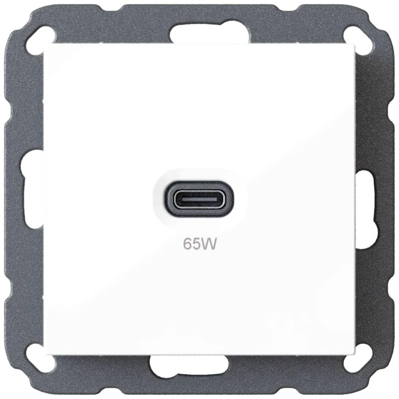 Flush-Mounted USB Charging Station, USB-C 65 Watt Charger, White or R