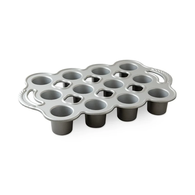 Nordic Ware Petite Popover Pan,12 x 3/4 Cup Muffin Tray, Yorkshire Pudding Tray, Popover Cake Mould, Colour: Silver