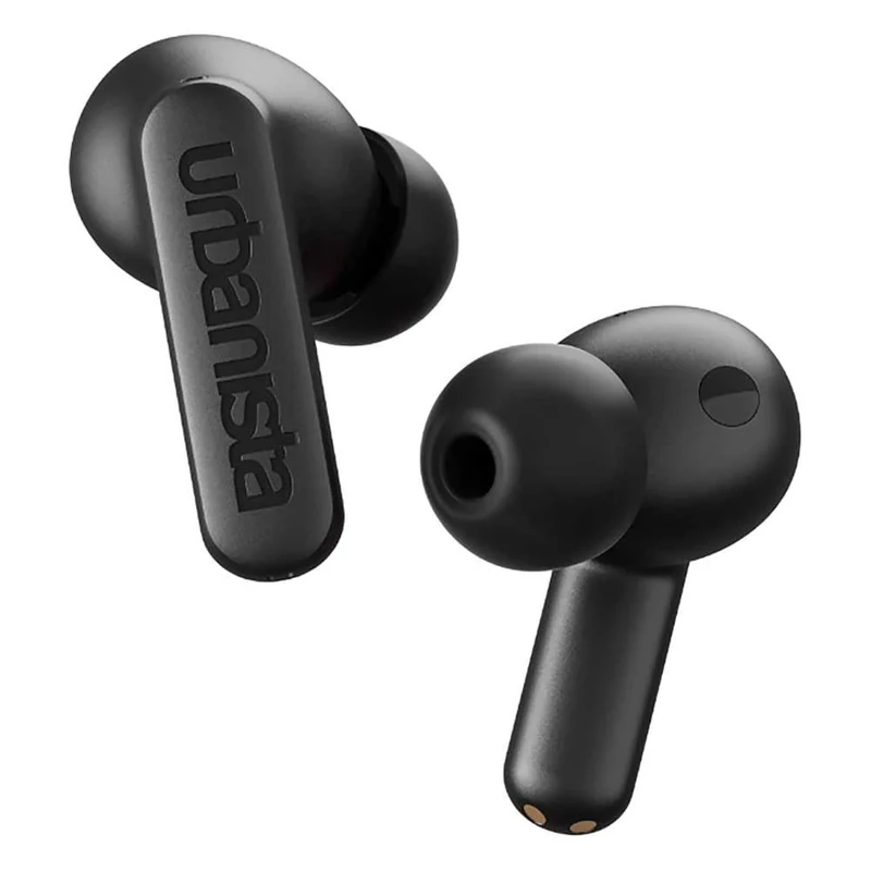 Urbanista Atlanta Hybrid Active Noise Cancelling Wireless Earbuds, Deep Bass Splash Resistant Headphones, Bluetooth Multipoint Earphones, Transparency Mode, Wireless Charging Case, Midnight Black
