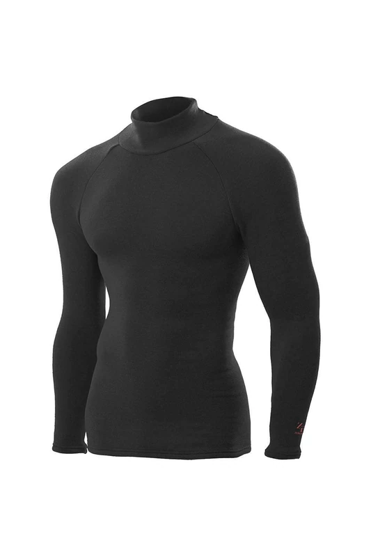 ZEROFIT Mens Heat Rub Ultimate Mock Neck Baselayer - Black - XXL