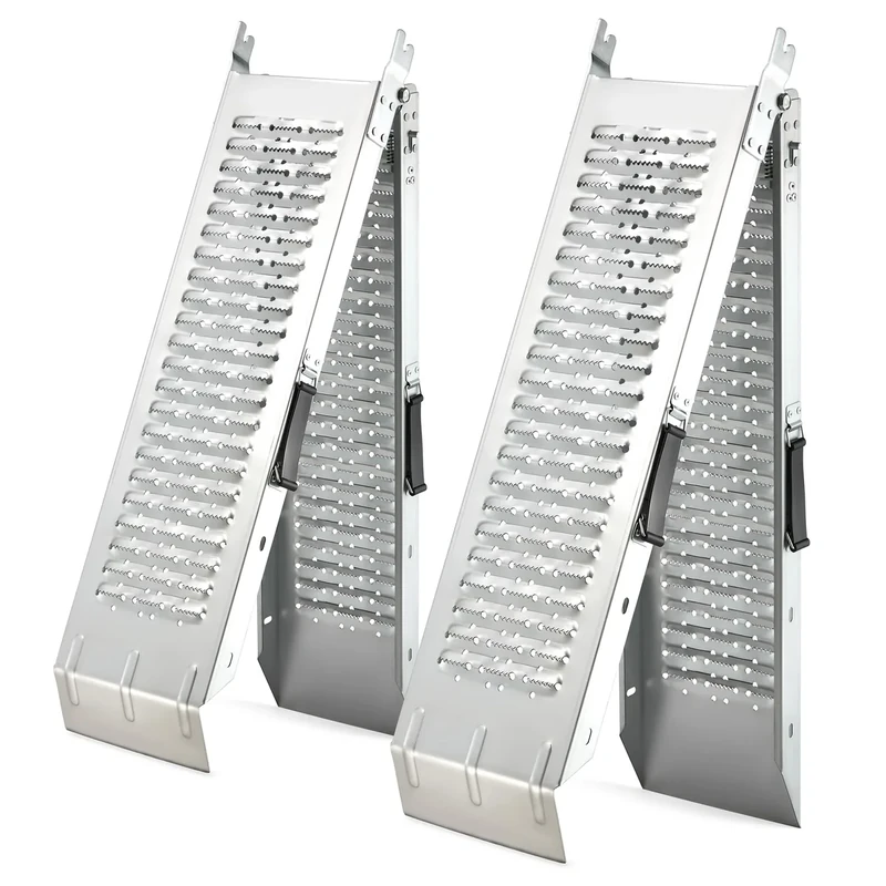 VonHaus Loading Ramp - 2 Van Ramps Heavy Duty - Folding Slope for Van, Motorbike, Quad Motorcycle - Portable Galvanised Steel Loading Rampway- 400kg Max Loading - H168 x W25 x D8cm