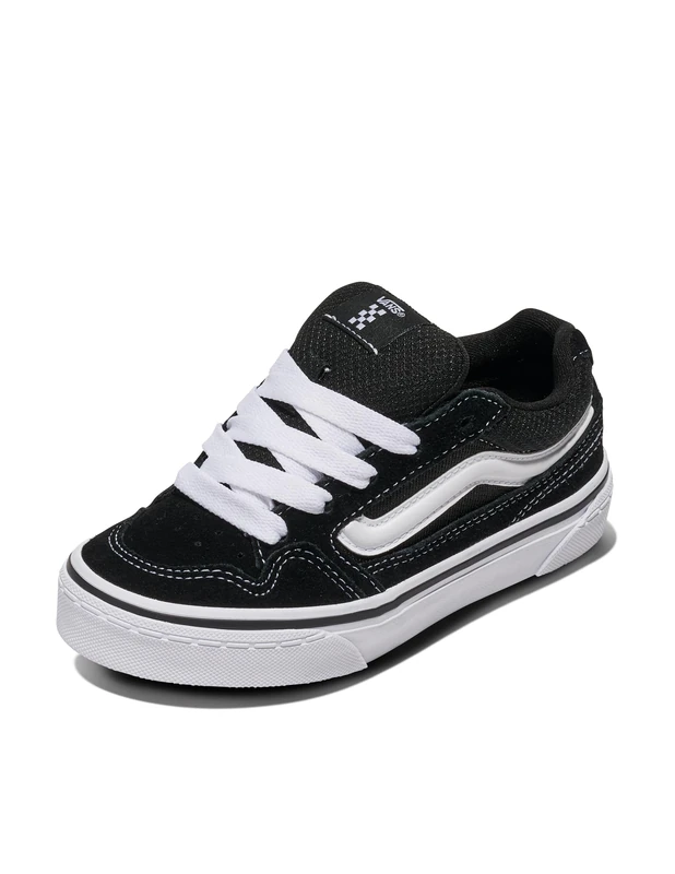 Vans Size 1, Caldrone Sneaker Black & White Girls' & Boys' Trainers, Suede & Canvas Lace Up Shoes, Unisex Low Top Children's Trainers, Lightweight Sports Shoes Active Wear Range (1 UK)