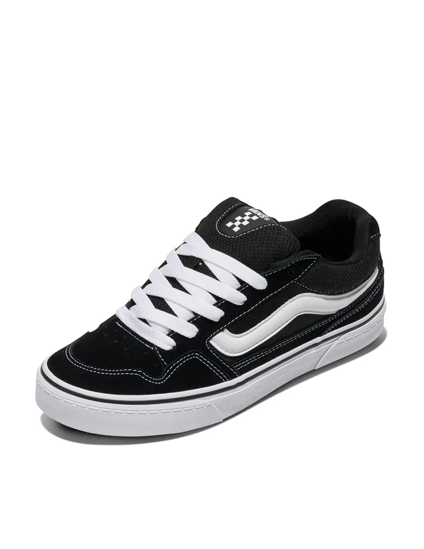 Vans Mens Size 9.5, Caldrone Sneaker Black & White Suede & Mesh Canvas Lace Up Shoes, Low Top Men's Trainers, Lightweight Sports Shoes Active Wear Range (9.5 UK)