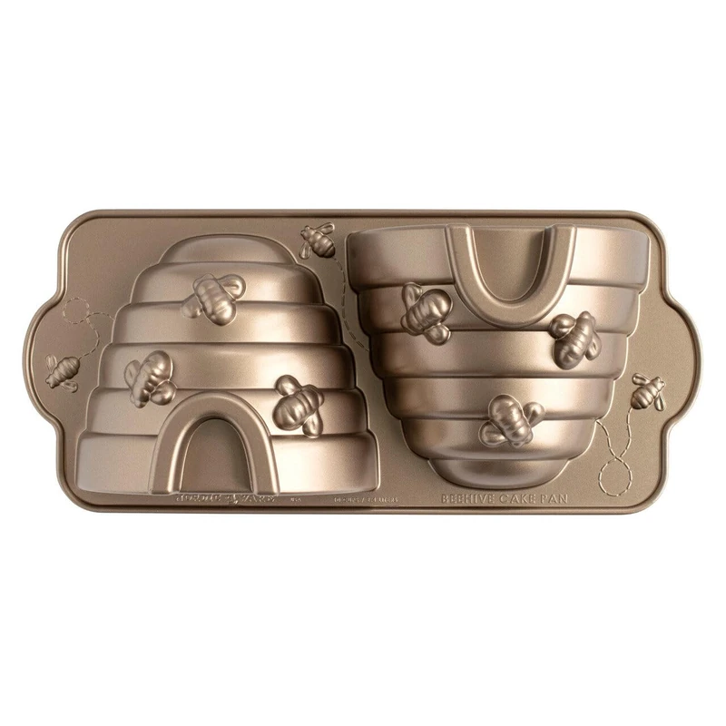 Nordic Ware Beehive Cake Pan, 3D Cast Aluminium Bundt Tin, Bundt Cake Tin with Honey Bee Pattern, Premium Cake Mould Made in The USA, Colour: Toffee