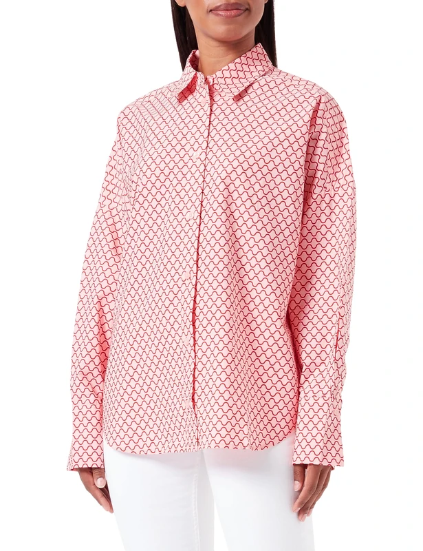 United Colors of Benetton Women's Shirt, Pink Red Striped 67t, S