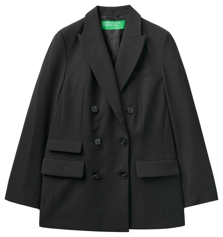 United Colors of Benetton Women's Jacket 20k6dw010, Black 100, 6