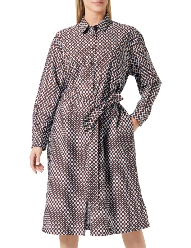 United Colors of Benetton Women's Dress, Brown Striped Light Blue 67u, S