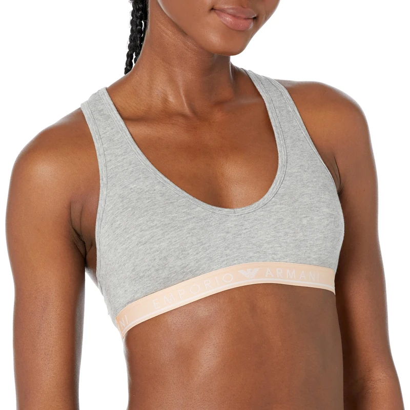Emporio Armani Women's Emporio Armani Women's Bralette Iconic Logoband Bra, Light Grey Mix, L UK
