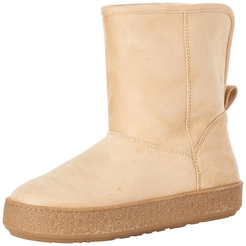 Amazon Essentials Women's Cozy Shearling Boots, Beige Microsuede, 4.5 UK