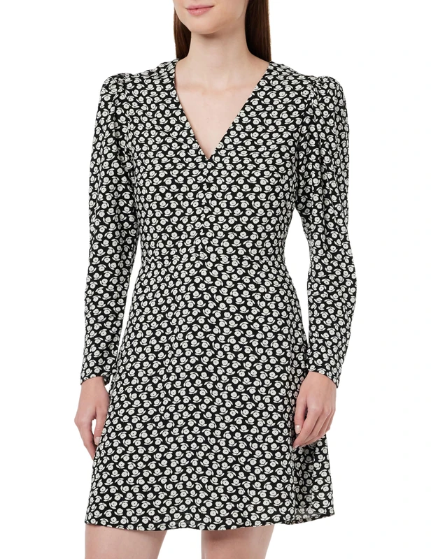 United Colors of Benetton Women's Dress, Black A Floral Pattern 71w, S - Image 1