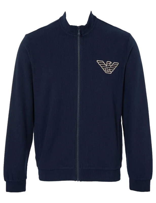 Emporio Armani Men's Corduroy Fleece Zipped Sweatshirt, Navy, S