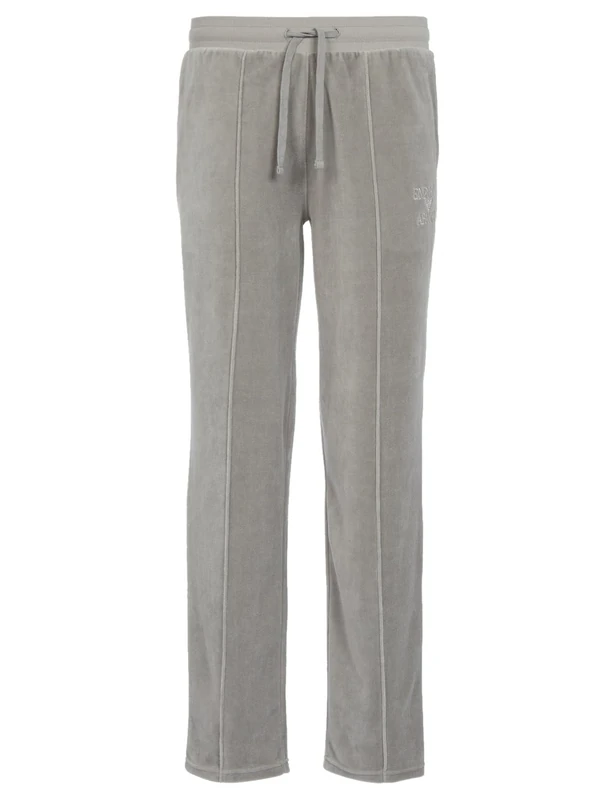 Emporio Armani Men's Emporio Armani Men's Jacquard Chenille Trousers With Pintuck Detail and Bold Logo Sweatpants, Pebble Grey, XL UK