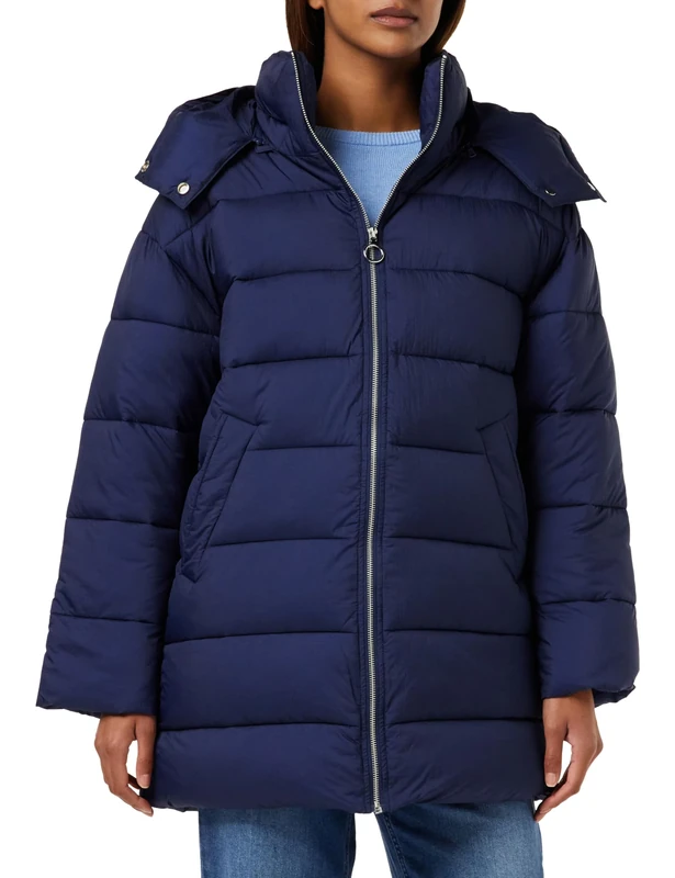 United Colors of Benetton Women's Long Down Jacket, Dark Blue 252, S