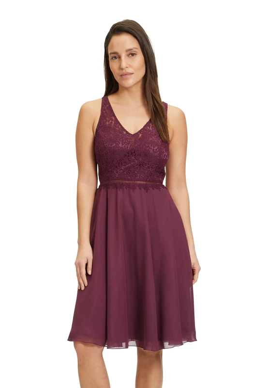 Vera Mont Women's Short Sleeveless Dress, red, 14 - Image 1