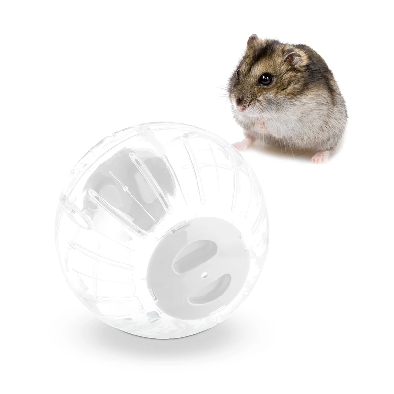 Relaxdays Ball, Ø 18.5 cm, Exercise Toy for Hamsters & Mice, Free Range Rodent Orb, Plastic, Transparent/White, 18,5 cm - Image 1