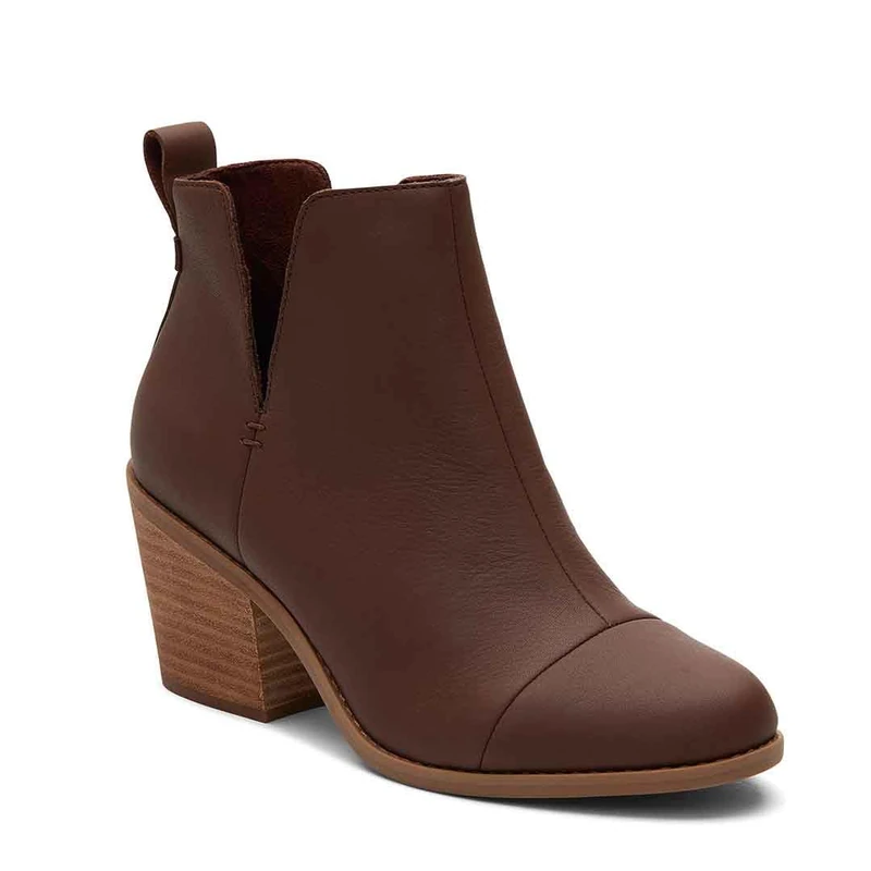 TOMS Women's Everly Cutout Boot, Chestnut Leather, 8 UK