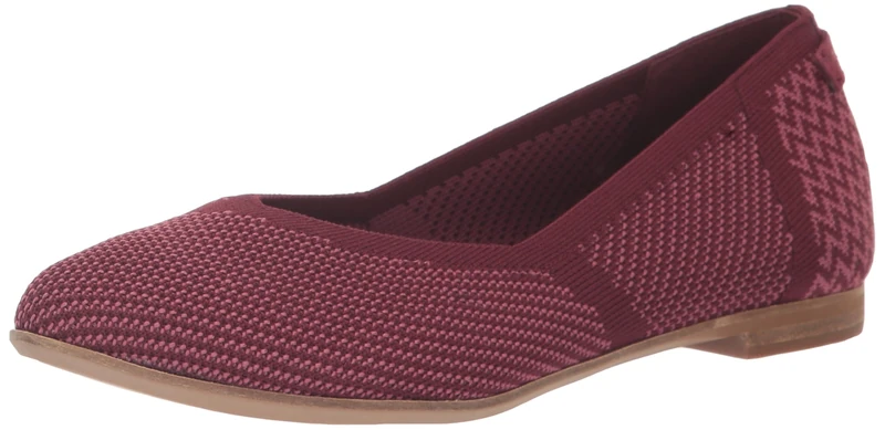 TOMS Women's Jutti Neat Ballet Flat, Deep Burgundy Repreve Knit, 6.5 UK