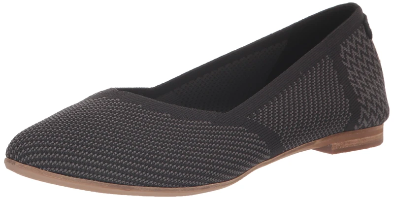 TOMS Women's Jutti Neat Ballet Flat, Black Repreve Knit, 5 UK