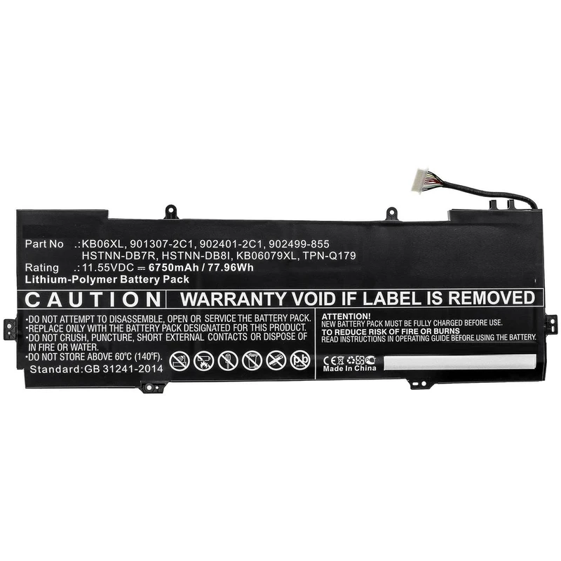 CoreParts Laptop Battery for HP 77.96Wh Li-Pol 11.55V 6750mAh, W125993454 (77.96Wh Li-Pol 11.55V 6750mAh Black for HP Notebook, Laptop Spectre x360 15 bl012dx, Spectre x360 15-b,) - Image 1
