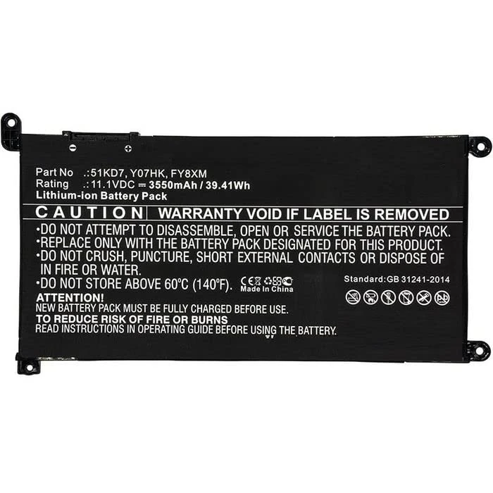 CoreParts Laptop Battery for Dell 37.7Wh Li-ion 11.1V 3400mAh, W125993395 (37.7Wh Li-ion 11.1V 3400mAh Black for Dell Notebook, Laptop Chromebook 11 3100, Chromebook 11 3180,)