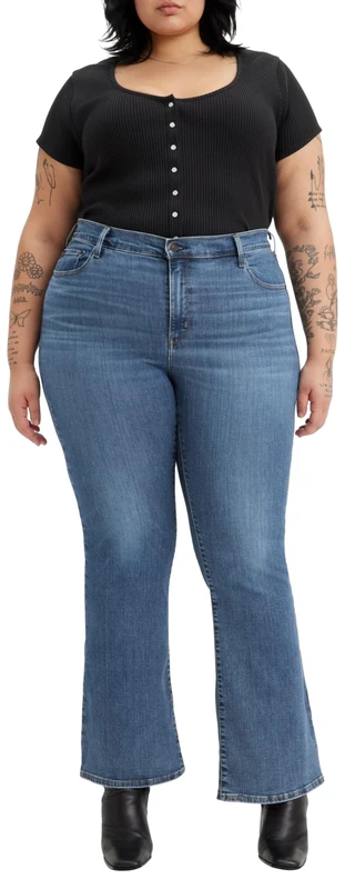 Levi's Women's Plus Size 726 High Rise Flare Jeans, Blue Wave Mid Plus, 18 M