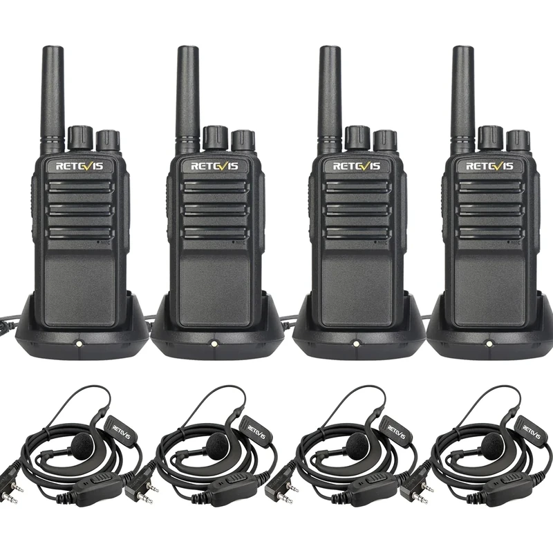 Retevis NR610 Walkie Talkies Professional, Handheld Walkie Talkie with Earpieces, AI Noise Cancelling, PMR446 VOX, 1200mAh USB C Rechargeable 2 Way Radio, Restaurant(4 Pcs, Black)
