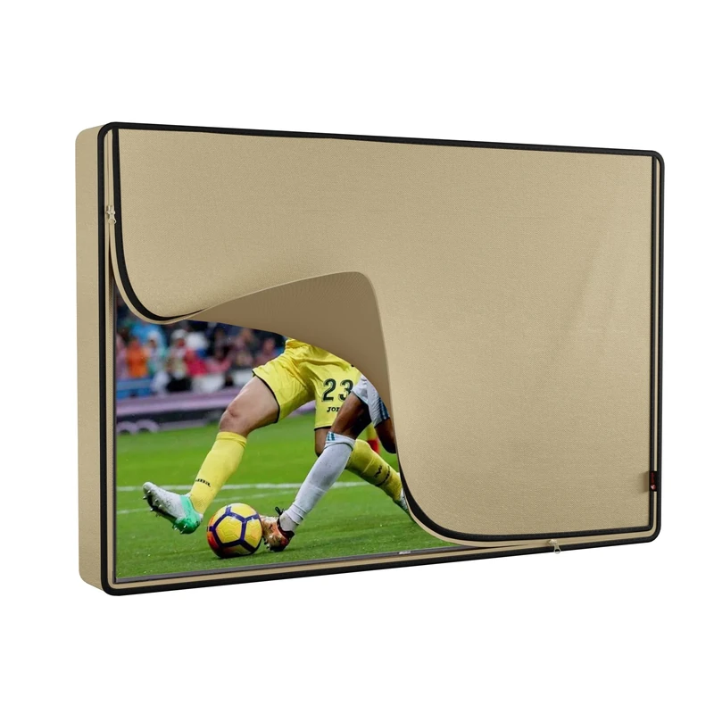 iBirdie Outdoor Waterproof and Weatherproof TV Cover with Zipper for 70 to 75 inch Outside Flat Screen TV, Beige 600D Thick Fabric Protector