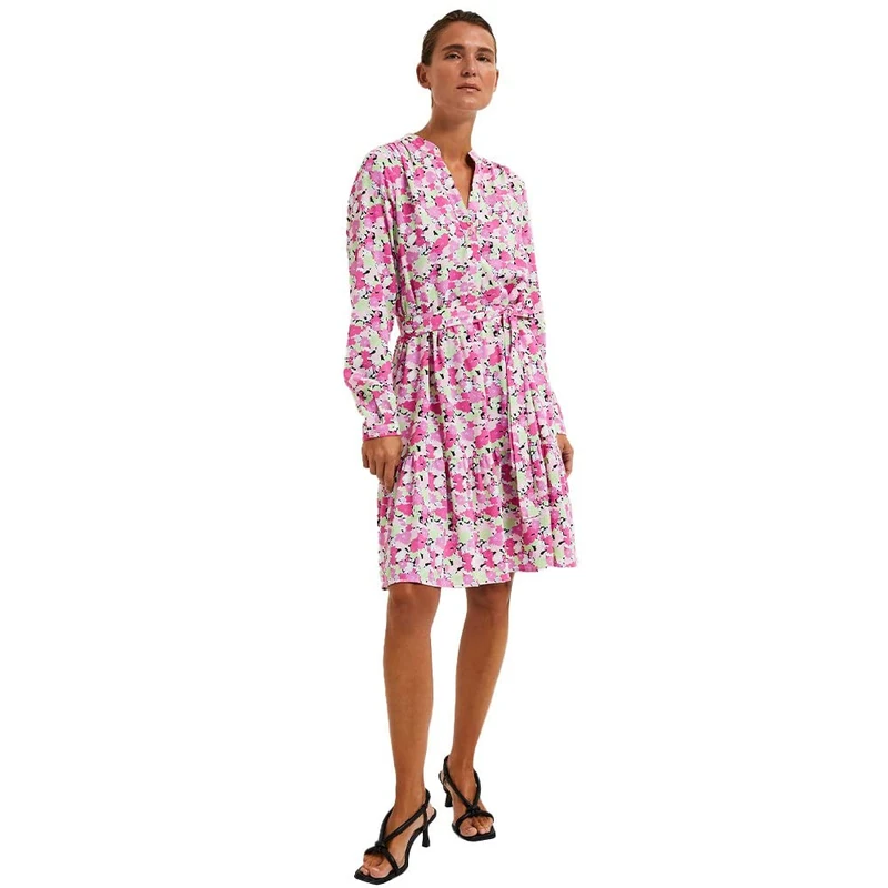 SELECTED FEMME Women's Slfmivi LS Short AOP Dress B Noos Dress, Black/AOP: AOP, 16