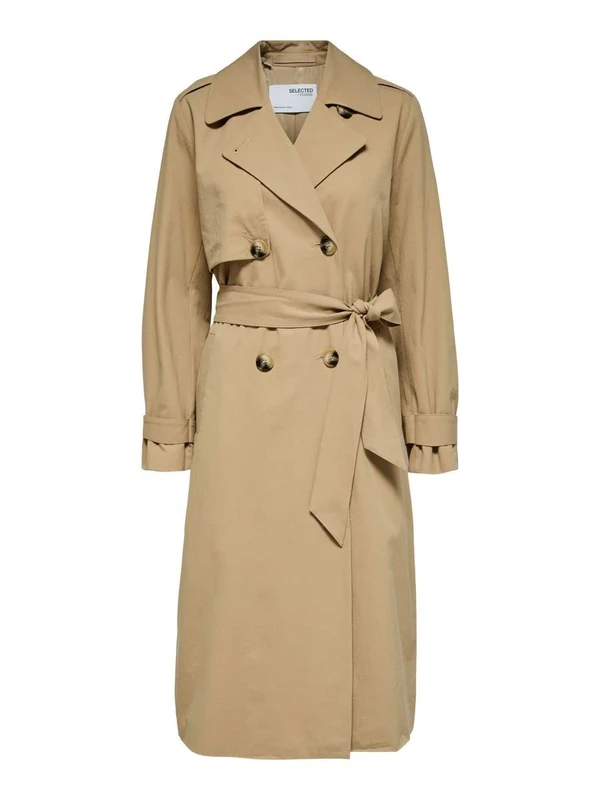 SELECTED FEMME Women's SLFSIA Trench Coat B NOOS Trenchcoat, Cornstalk, 42