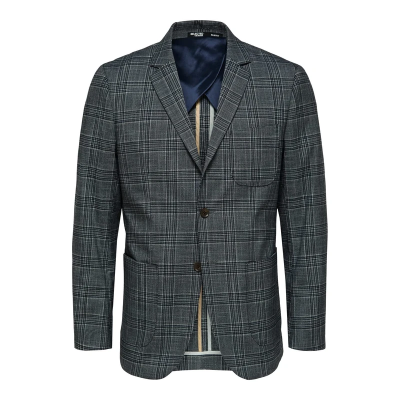 SELETED HOMME Men's Slhslim-Knox BLZ B Noos, Navy Blazer/Checks: Check, 46R