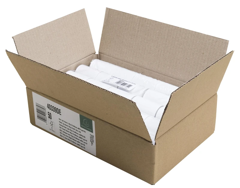 Exacompta 40339DE Pack of 50 Thermal Rolls EC-Cash Devices 1-Ply Width 57 mm Length 18 m Core Diameter 12 mm SEPA Debit Text on The Back 55 g/m² Extra White