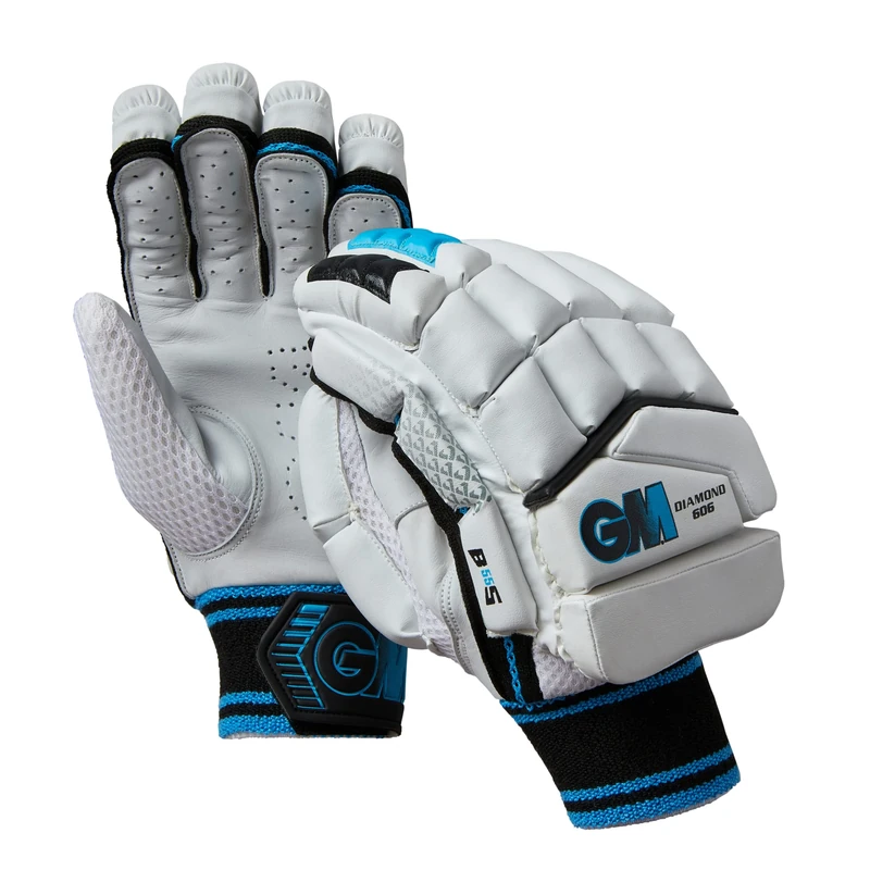 Gunn & Moore GM | Cricket Batting Gloves, Ben Stokes Diamond, 606, Black/Blue. Youth Right Handed, 1 Pair, 51942315