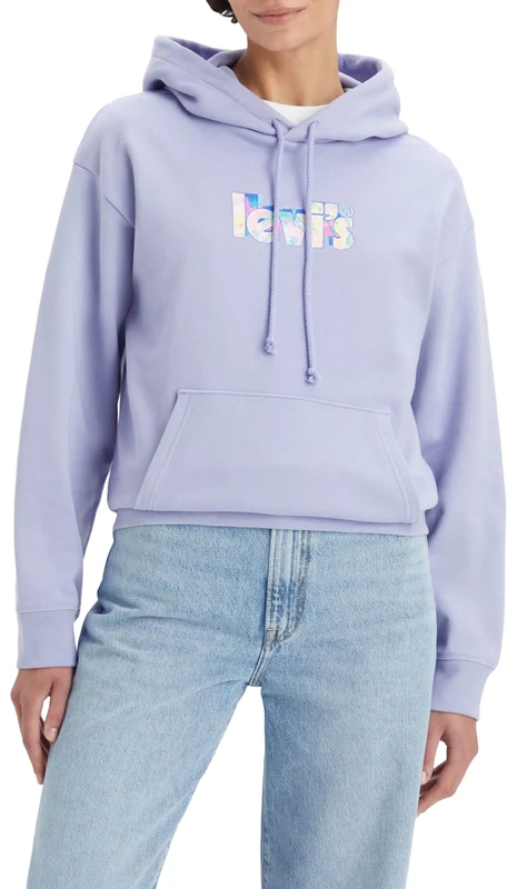 Levi's Women's Graphic Standard Hoodie, Poster Logo Persian Violet, XXS