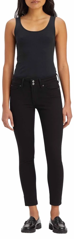 Levi's Women's 711 Double Button Jeans, Night Is Black, 28W / 34L