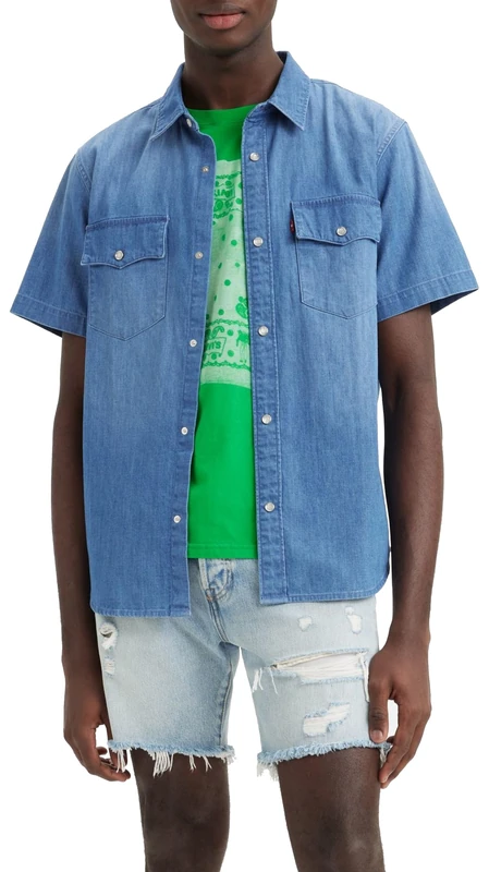 Levi's Men's Ss Relaxed Fit Western Shirt, Tombstone Stonewash, S