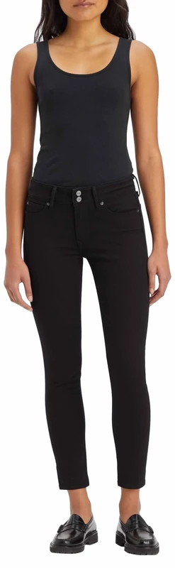 Levi's Women's 711 Double Button Jeans, Night Is Black, 29W / 34L