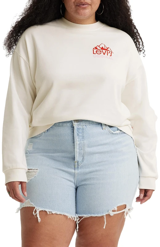 Levi's Women's Plus Size Graphic Salinas Crew Sweatshirt, Mountain Top Gardenia, 2XL