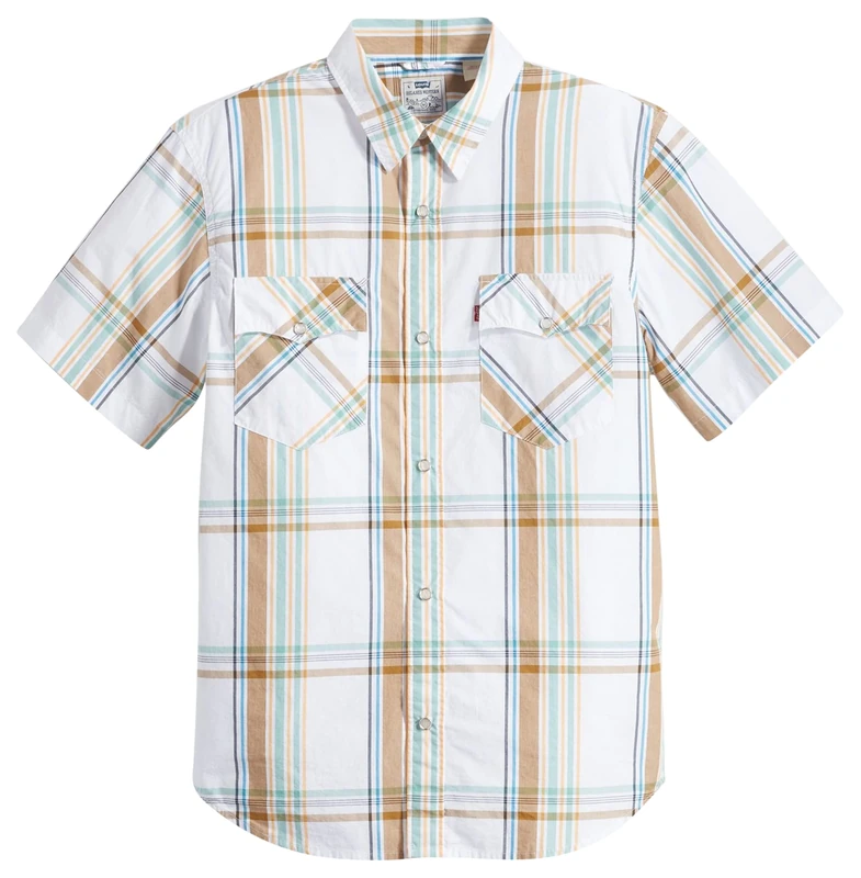 Levi's Men's Ss Relaxed Fit Western Shirt, Waab Plaid Mustard Olive, L