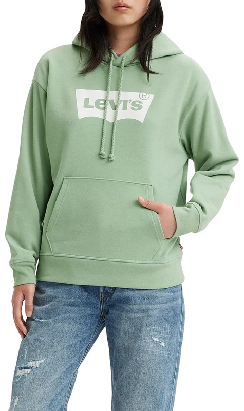 Levi's Women's Graphic Standard Hoodie, Batwing Granite Green, XS
