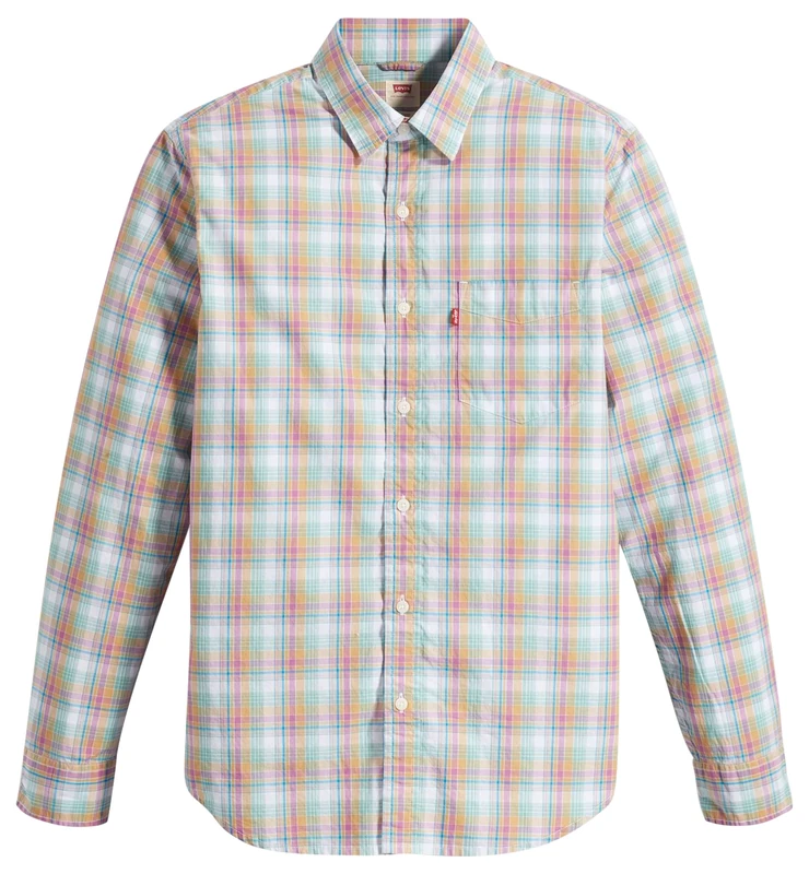 Levi's Men's Sunset 1-Pocket Standard Shirt, George Plaid Iris Orchid, S