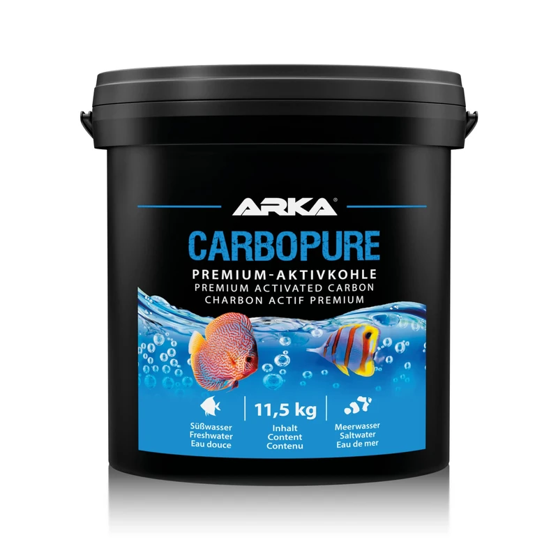 Aquarium activated carbon – ARKA Carbopure 20 L – removes cloudiness, medication residue & colourants – acid-washed & steam-activated – for freshwater & marine tanks – crystal clear water
