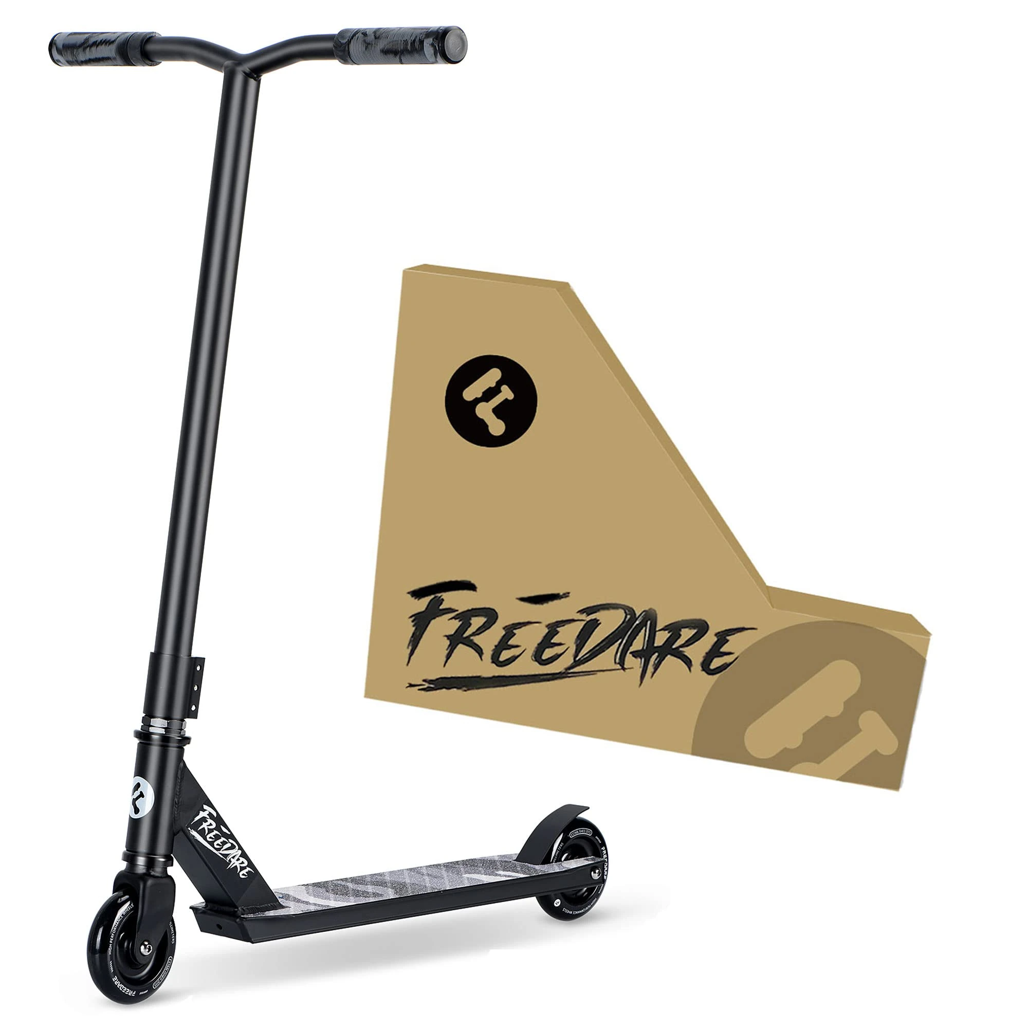 FREEDARE Pro Stunt Scooter Complete Trick Scooter for Kids 8 Years and Up, Teens, Adults, Boys and Girls, Freestyle Street for Intermediate and Beginner Skate Park (Black)
