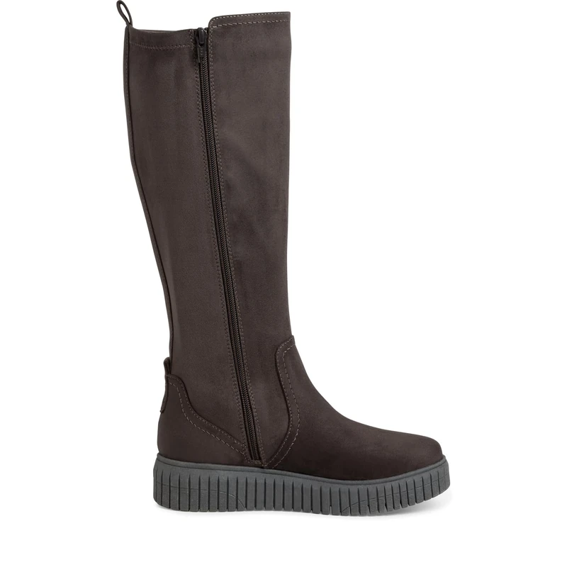 Jana Women’s Tall Boots Flat Knee-High Platform Wide H Extra Width, Stone, 4 UK