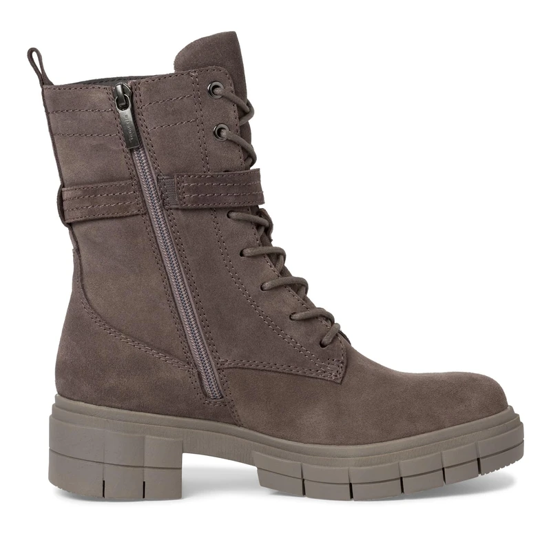 Tamaris Comfort Women’s Ankle Boots with Heel Leather with Buckle Comfort Fit , Anthracite, 7,5 UK