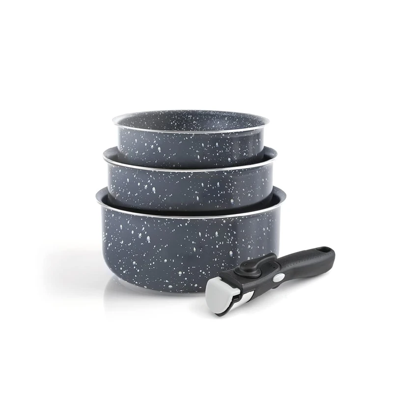 Qulinart by Brandt 194-007 4-Piece Cookware Set Marble Grey Aluminium Diameter 16/18/20 cm