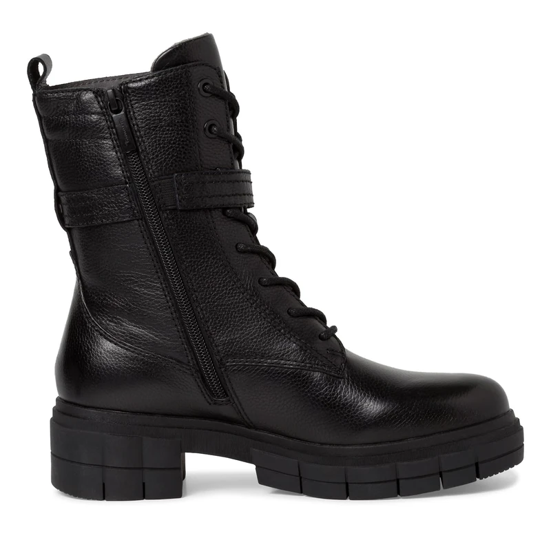 Tamaris Comfort Women’s Ankle Boots with Heel Leather with Buckle Comfort Fit , Black Nappa, 4 UK