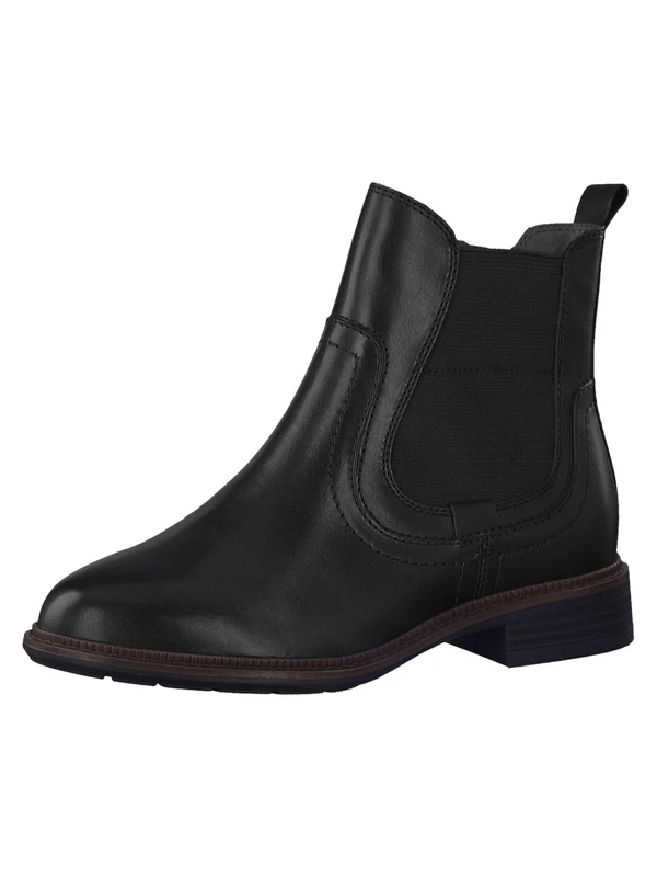 Tamaris Comfort Women’s Chelsea Boots Leather Low Shaft Comfort Fit , Black, 5 UK