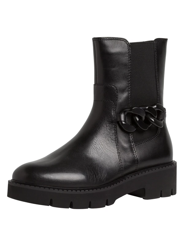 Tamaris Comfort Women’s Chelsea Boots Leather with Zip Comfort Fit , Black Nappa, 5 UK